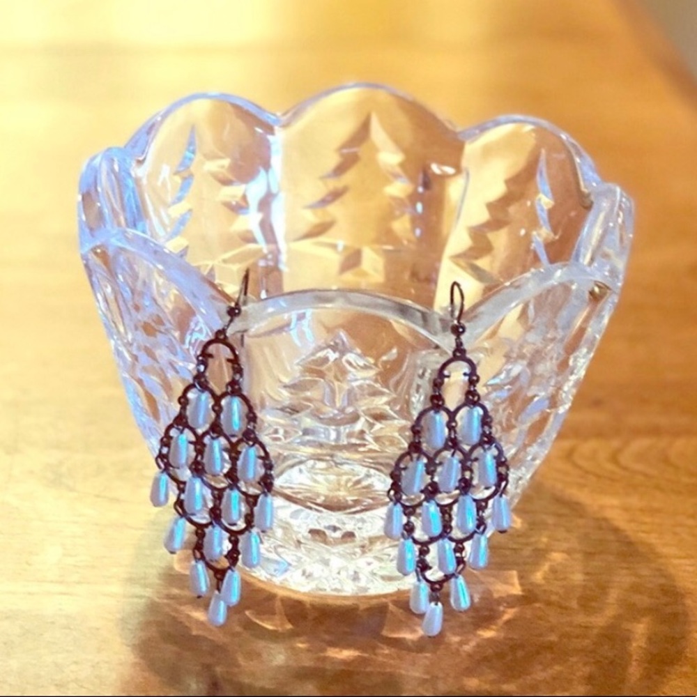 Chandelier pearl colored earrings